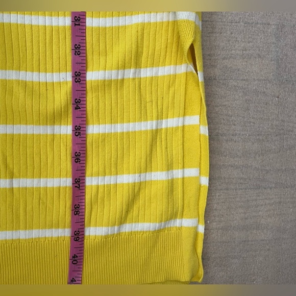 [M]Banana Republic Knit Stripe Sleeveless Dress Yellow White Side Slit - Picture 8 of 8